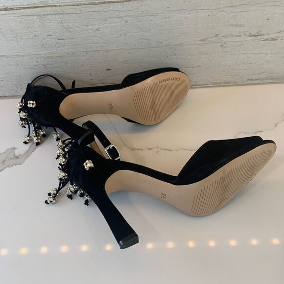 BCBG black strap heels with heel charms - Picture 8 of 8